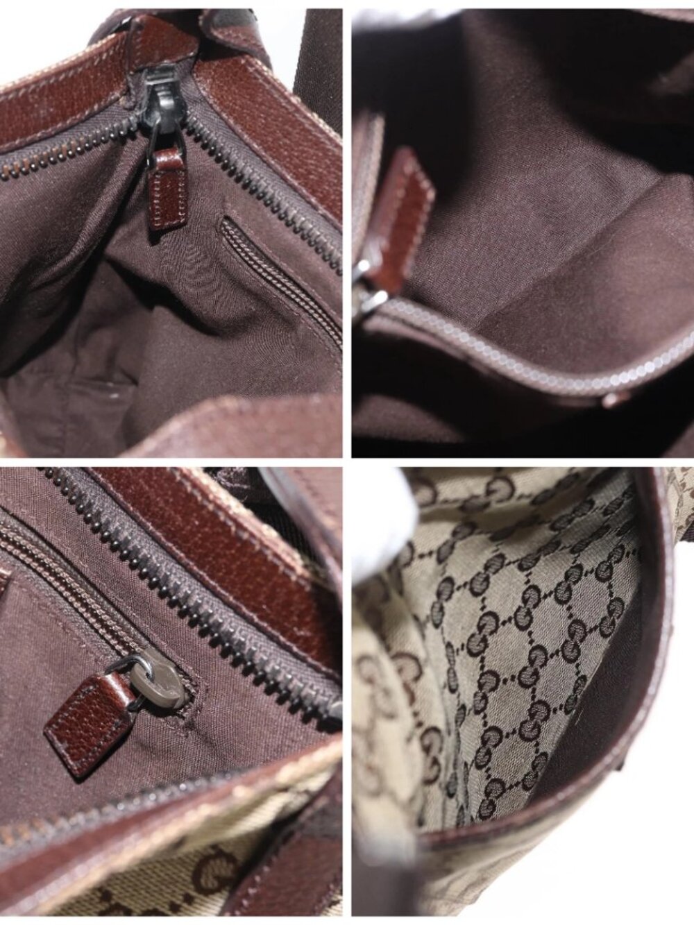 GUCCI GG Canvas Shoulder Bag Beige Silver - Picture 15 of 16